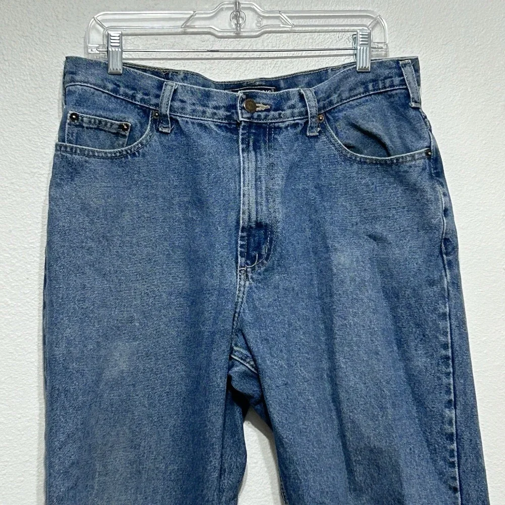 Real Ranch Blue Denim‎ Medium Wash Regular Fit Workwear Jeans Men's Size 34 X 30